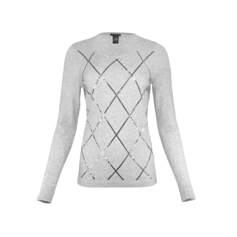 NEW J'ENVIE/ELI women's mayfair argyle sweater in smoke